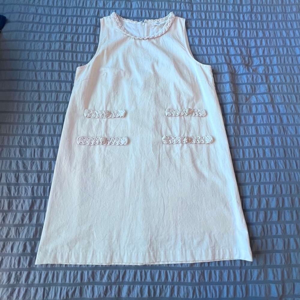 Entro NWT Lune Braided and Gold Detail Sleeveless Mini Dress in Ecru Women’s L - Picture 8 of 16